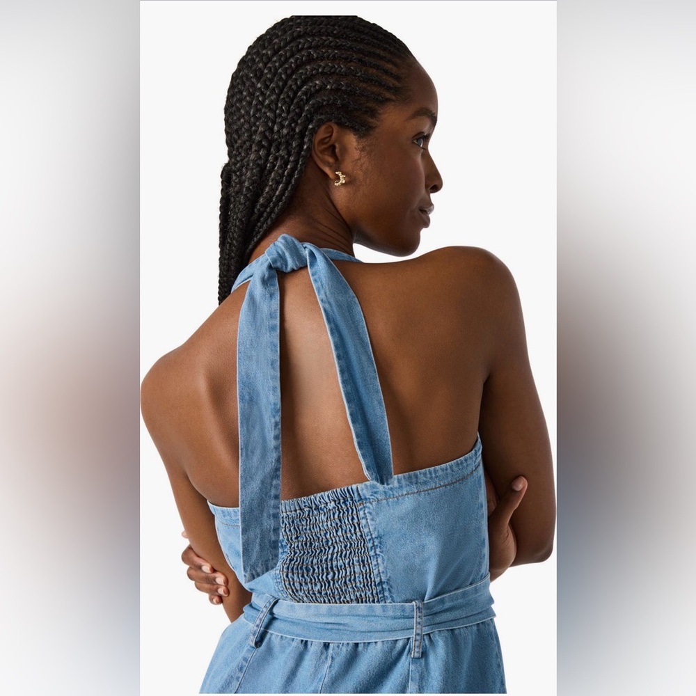 Steve Madden Artie Light Wash Denim Tie-Waist Jumpsuit Large NWT : Nordstrom - Picture 3 of 3